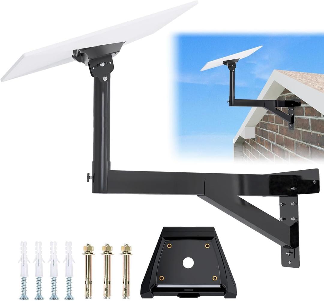 Starlink Gen 3 Mount, Ybervont Starlink Mounting Kit, Heavy Duty Long Wall Mounts for Internet Kit Satellite, Pole Mount with Pipe Adapter (Long Wall Mount)