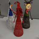 ATDAWN Lighted Christmas Table Decorations, Set of 3 Indoor LED Lighting Santa Snowman Reindeer Xmas Holiday Party Tabletop Desk Ornament & Candleholders