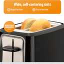 Toastmaster 2-Slice Toaster - Black with Stainless Steel - Kitchen Essential for Sandwich Bread & Breakfast Toast - Toaster with Wide Slots, High Rise Toast Lift & Cool-Touch Exterior