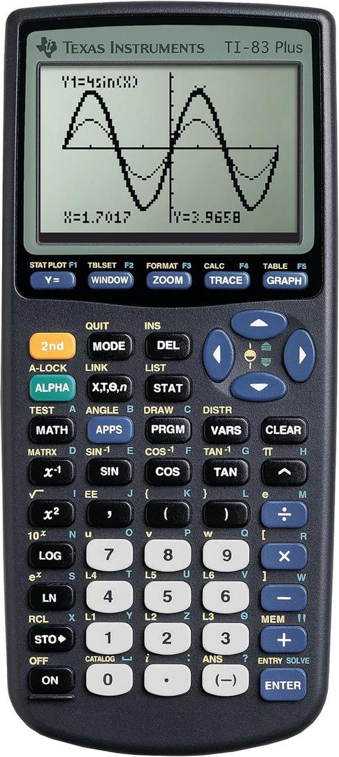 Texas Instruments TI-83 Plus Graphing Calculator, Gray, Standard