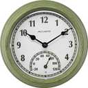 AcuRite 02470 Rustic Green Outdoor Clock with Thermometer, 8.5"