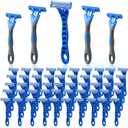 50 Pcs Three Blade Disposable Razors for Men Bulk Men's 3 Blade Sensitive Skin Razor for Comfortable Shave