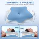 JINXIA Cervical Neck Pillow for Sleeping, Odorless Memory Foam Pillows & Cooling Cover, Ergonomic Orthopedic Neck Support Pillow for Side Back Stomach Sleepers, Neck and Shoulder Pain Relief, Blue