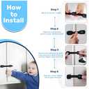 3M Adhesive Child Safety Strap Locks by Baby Proof Me, Baby Latches for Cabinets, Dishwashers, Fridges, Ovens and Trash Cans, Stain Free Toilet Lock (6 Safety Latches)
