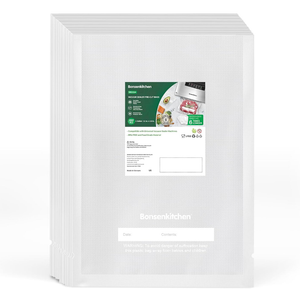 Bonsenkitchen Precut Vacuum Sealer Bags, 100 Gallon 11" x 16" Food Sealer Bags, Food Grade, BPA Free, Heavy Duty, Customized Vacuum Bags for Vac Storage, Meal Prep or Sous Vide Cooking, VB3214