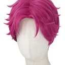 Anime Cosplay Wigs Hot Pink Short Wigs for Men Halloween Party Costume Wig
