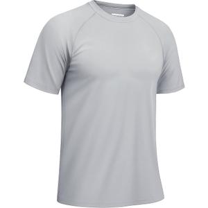 TACVASEN Men's Rashguard Shirts Short Sleeve UPF 50+ Sun Protection SPF T-Shirt Quick Dry Fishing Swim Athletic Tops (Gray, S)
