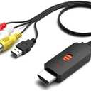 RuiPuo RCA to HDMI Converter, Male AV/Composite to HDMI Cabler Adapter Support 1080P, Compatible with DVD Players