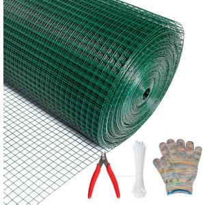 Hardware Cloth 1/2in x36in x100ft,Chicken Wire Fencing,Welded Wire Mesh, Vinyl PVC Coated Mesh,Coop Garden Plant for Rabbit, Snake, Rodent, Foxes, Raccoons Poultry Netting Cage Farm Protection (Green)