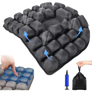 Sondor Travel Cushion - Inflatable Travel Seat Cushion for Airplane,3D Inflatable Air Cells Provide Body Support,for Wheelchairs,Driving,Office (Black-32)