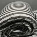 JELLYMONI 100% Natural Cotton 3pcs Striped Duvet Cover Sets,White Duvet Cover with Grey Stripes Pattern Printed Comforter Cover,with Zipper Closure & Corner Ties(Queen Size) (0604)