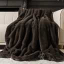 EVERGRACEHOME Ultra Soft Faux Fur Throw Blanket for Couch, Luxury Sculpted Texture Faux Rabbit Fur Blanket for Bed, Fluffy Thick Plush Warm Fuzzy Throw, 920GSM (Dark Brown, 50''x60'')