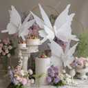 Honoson 3 Pcs Large Butterfly Party Decorations Hanging 3D Crepe Paper Butterfly Decoration Giant Supply for Wedding Party Birthday Baby Shower Garden Wall (White, 11inch, 20 Inch)