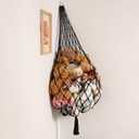 Stuffed Animal Hammock Corner Hanging Net for Stuffy Animal Storage Macrame Toy Display Plushie Toy Holder-Perfect for The Tiny Space Walls, Kid Bedroom Decor Playroom Organizer (Black, XL)