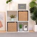 Foldable Wicker Storage Baskets,Paper Rope Square Storage Cubes,Wicker Basket for Organizing Shelves Living Room Bedroom Pantry, Set of 2 Baskets,11''x11''x11''