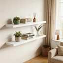 36" Width Floating Shelves, Wall Shelves for Bathroom/Living Room/Bedroom/Kitchen Decor, White Shelves with Invisible Brackets Set of 2