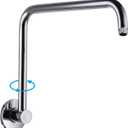 PHASAT 14.8 Inches Shower Arm Extension,S shaped Shower Arm with Flange,304 Stainless Steel High Rise Shower Head Arm Chrome,PU9D01-S