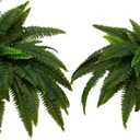 Nearly Natural 48-in UV Resistant Artificial Boston Fern, Set of 2, Large Hanging Fake Plant Wall Decor with 67 Fronds, Faux Fern Vines that Look Real for Home & Garden Decor, Outdoor Porch Decoration