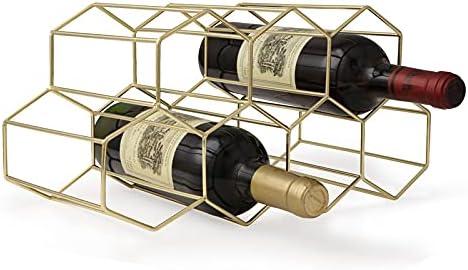 FOMANSH Countertop Wine Storage - Freestanding 7 Bottle Metal Holder with Modern Design for Kitchen or Wine Cellar