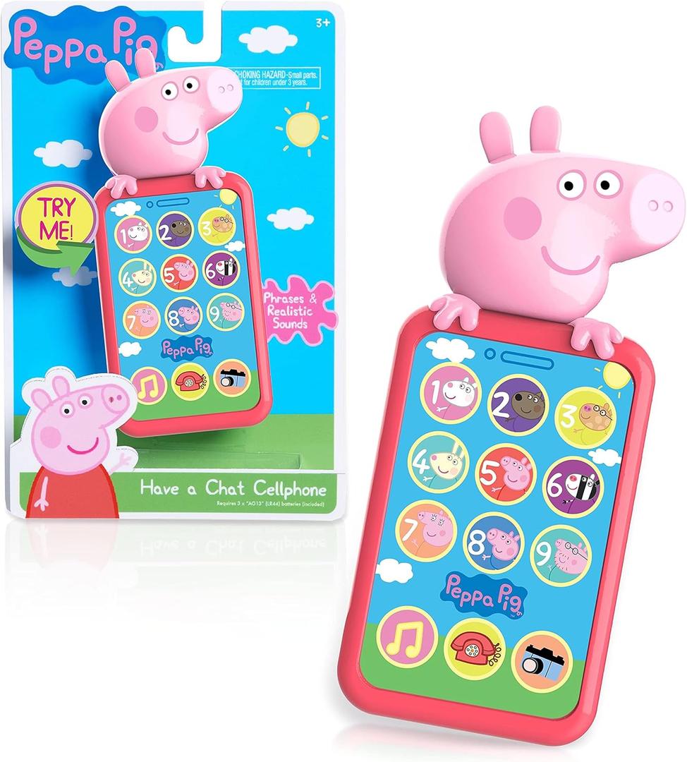 Peppa Pig Have a Chat Cell Phone, Toy Phone with Realistic Sounds and Light Up Buttons, Kids Toys for Ages 3 Up by Just Play