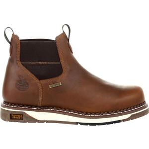 Georgia Boot AMP LT Wedge Waterproof Chelsea Work Boot, Brown, Size 7(M)