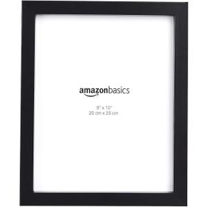 Amazon Basics Rectangular Photo Picture Frame, 8" x 10", Wall Hanging or Tabletop Display, Black, 2-Pack, Horizontal or Vertical
