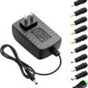 ALITOVE 12V Power Supply 2A AC Adapter 100-240V 50-60HZ with 10 Tips, 12 Volt 2000mA Replacement Power Cord for LED Strip Light, CCTV Camera, BT Speaker, GPS, Webcam, Router, DC12V Transformer (4.9ft)