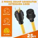 Tellegloww NEMA L6-30 Generator Extension Cord, NEMA L6-30P Male Plug to L6-30R Female Receptacle 3 Prong 30 Amp Generator Locking Power Cord, 3x12 Gauge, 250volt 7500watts Power Cable(25ft)