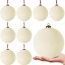 8 Pcs 6 Inch Large Velvet Christmas Ball Ornaments,Cream White