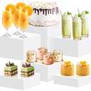 koretech 6Pcs Buffet Risers, Food Risers for Buffet Table, Acrylic Cube Display Risers with Hollow Bottom, Food Display Stand for Party Jewelry Dessert Figures (Size 5.5",6",6.5",7",7.5",8")