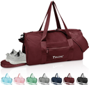 BALEINE Gym Bag for Women and Men, Small Duffel Bag for Sports, Gyms and Weekend Getaway, Waterproof Dufflebag with Shoe and Wet Clothes Compartments, Lightweight Carryon Gymbag (Red)