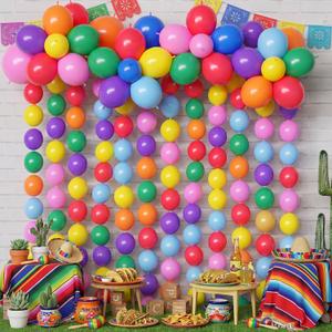 Meanplan 100 Pcs Link Balloon Quick Linking Latex Connected Balloons Linkable for Easter Wedding Independence Day Birthday Party Decoration(10 Inch,Colorful)