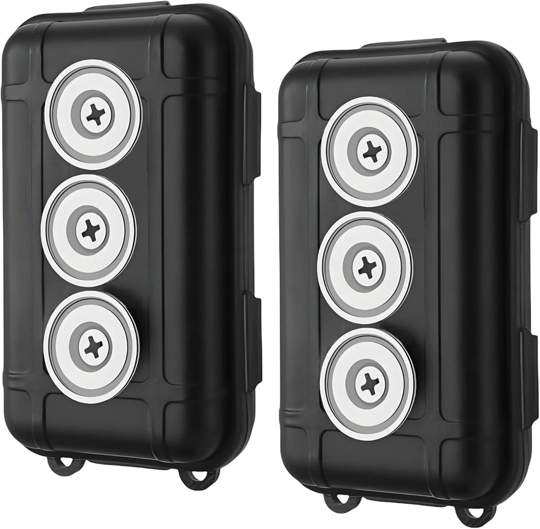 2 Pcs Magnetic Key Holders Under Car, Hide Key Magnetic Box for Storage Key Indoors, Outdoors, Waterproof Hider Key on The Bottom of Car
