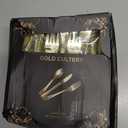 160PCS Gold Plastic Silverware, Disposable Plastic Cutlery/Utensils