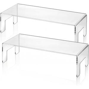 2 Pack Acrylic Display Risers, Large Clear Acrylic Riser, Shelf Riser Jewelry Stand Retail Desktop Display Stand Showcase Fixtures for Cupcake Figures Toys Cosmetics, 12"x5"x3.3"