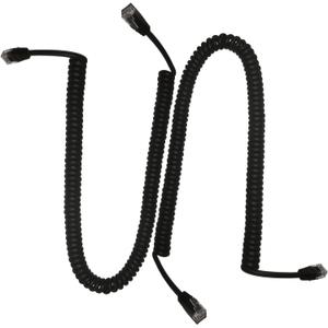 2-Pack Heavy Duty 6P6C Anti-Tangle Telephone Cord, 1.3 ft Coiled RJ12 Male to Male Cable for Landline Phones, 26AWG 6-Conductor with Gold-Plated Contacts, Matte Finish (Black)