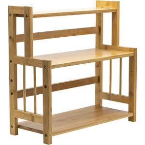 Sorbus Kitchen Countertop Organizer Bamboo Wooden Counter Storage Shelf Rack for Spice, Soap, Skin Care, Makeup Display Stand, Bathroom Shelves, Vanity, Office (3-Tier)