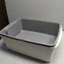 Amazon Basics Large Cat Litter Box with High Sides, Open Top for Easy Access, Includes Scoop with Storage, 19" x 15" x 11.75", Grey/Beige