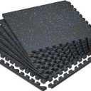 SUPERJARE 0.79'' Extra-Thick Exercise Equipment Mats, 6 Pcs 24 Sq Ft Rubber Top Floor Tiles with High Density EVA Foam, Interlocking Gym Flooring for Home Gym, Protective Workout Mat, Black/Blue