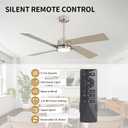 WINGBO 54 Inch Ceiling Fan with Light and Remote, 4 Plywood Blades, 6-Speed Reversible DC Motor, Dimmable, 3CCT, Farmhouse Ceiling Fan for Bedroom Living Room Kitchen, Brushed Nickel and Gray
