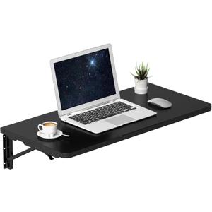 TEAMIX Wall Mounted Desk, Folding Table for Small Spaces, Wall Floating Desk with Heavy Duty Brackets for Laundry Room,Kitchen,Office Storage (29.9"W x 15.7"D, Black)