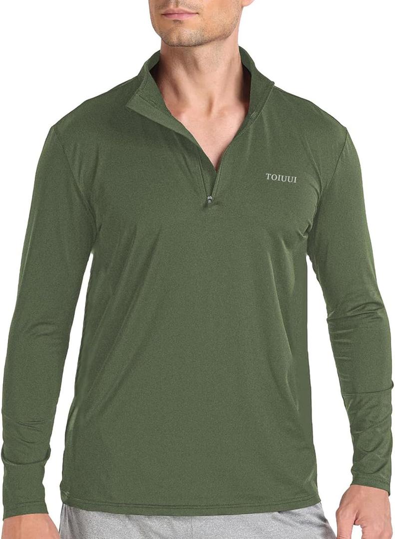 Men Quarter Zip Pullover Sun UV Protection Long Sleeve Fishing Golf Outdoor Running UPF 50+ T-Shirts QYY2304 S