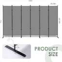 RANTILA 6 Panel Room Divider, 6 FT Folding Privacy Screen with Wide Feet, Freestanding Partition for Room Separation, Portable Room Divider Panel, 133" W x 71" H, Grey
