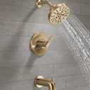 Delta Nicoli 14 Series H2Okinetic Bathtub and Shower Faucet Set, Brushed Gold Shower Head and Handle Set, Valve Trim Kit, Champagne Bronze 144749-CZ (Valve Included)