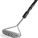 Brushtech Double Helix Grill Brush, 16″ Flat BBQ Grill Cleaner - Bristle‑Free Coil Springs Clean Tops & Sides - Galvanized Steel, Long Reach Handle, Heavy‑Duty BBQ Tool for Gas & Charcoal Grates