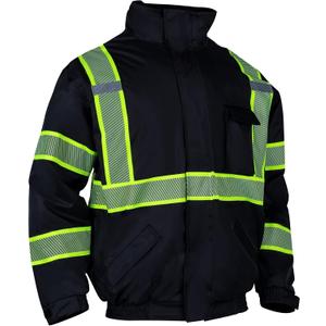 VENDACE Hi Vis Reflective Safety Winter Jackets for Men Polar Fleece Lining ANSI Class 1 High Visibility Jacket Black(Black,L)