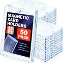 50ct Magnetic Card Holder for Trading Cards, 35 PT Clear Trading Card Sleeves, Hard Plastic Baseball Card Protectors, for Collectible, TCG, MTG, YUGIOH, Football, Sports Cards