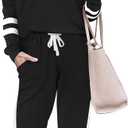 RUBZOOF Lounge Sets for Women 2 Piece Travel Sweatsuits Fall Outfits Loungewear Matching Clothing Set 2025 S-3XL (Large, 01-black)