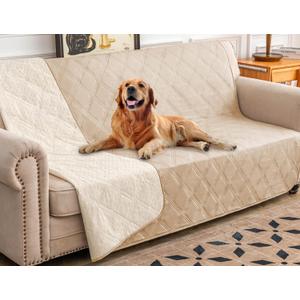 Ameritex Waterproof Dog Bed Cover Pet Blanket with Anti-Slip Back for Furniture Bed Couch Sofa 82in x 82in. Beige