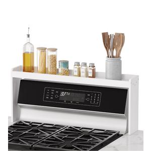 SpaceAid Bamboo Over the Stove Spice Holder Shelf, 31.5" Kitchen Organizer Stove Spice Top Rack, 11.6" Height Countertop Storage, Over Oven Back Sink Organization Shelf, White